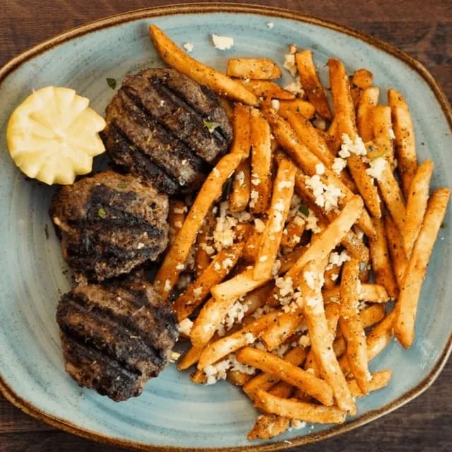 Wood-Fired Greek Meatballs with Greek Fries