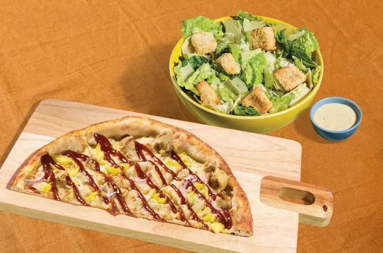 BBQ Chicken Half 11-inch Pizza + choice of side