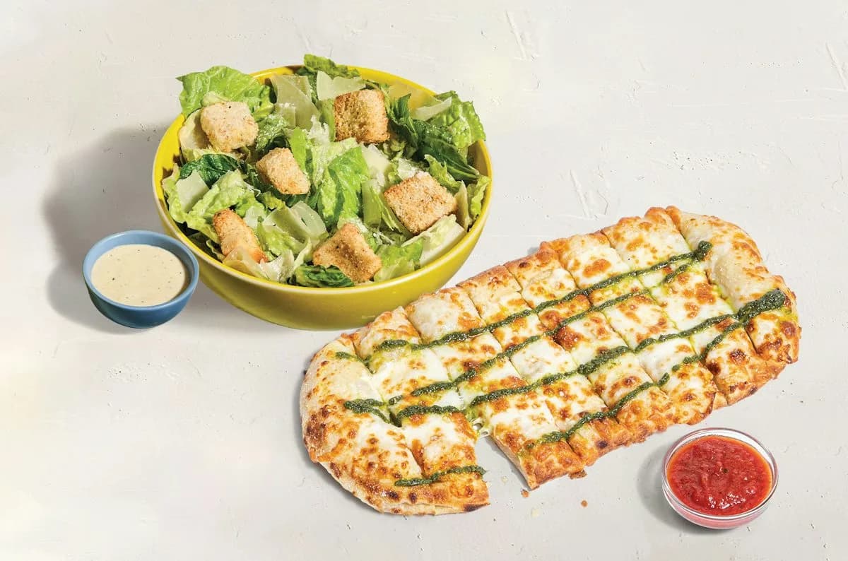 Pesto Garlic Cheesy Bread + choice of side