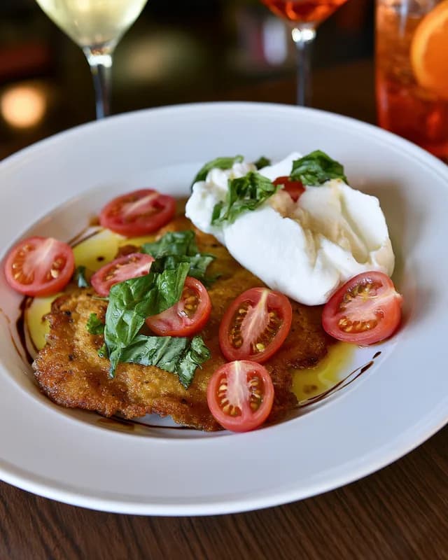 Chicken Milanese with Burrata