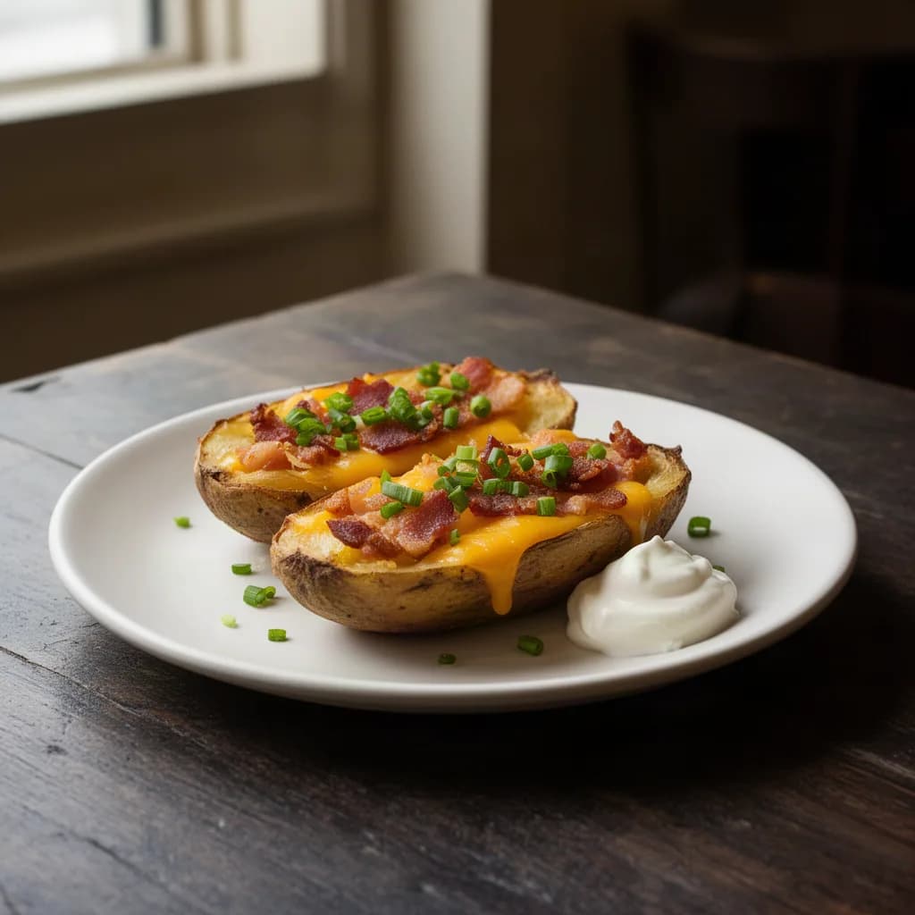 6 Fresh Hand Scooped Loaded Potato Skins