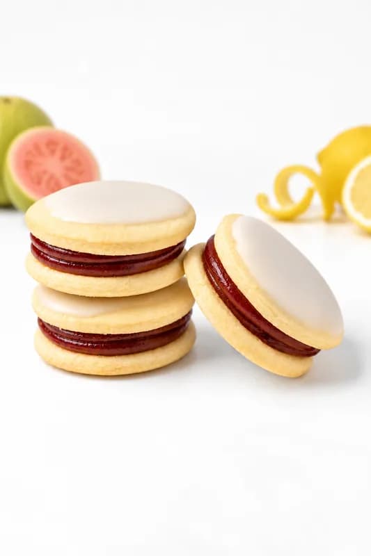 Lemon Glazed Guava & Dulce de Leche Alfajores