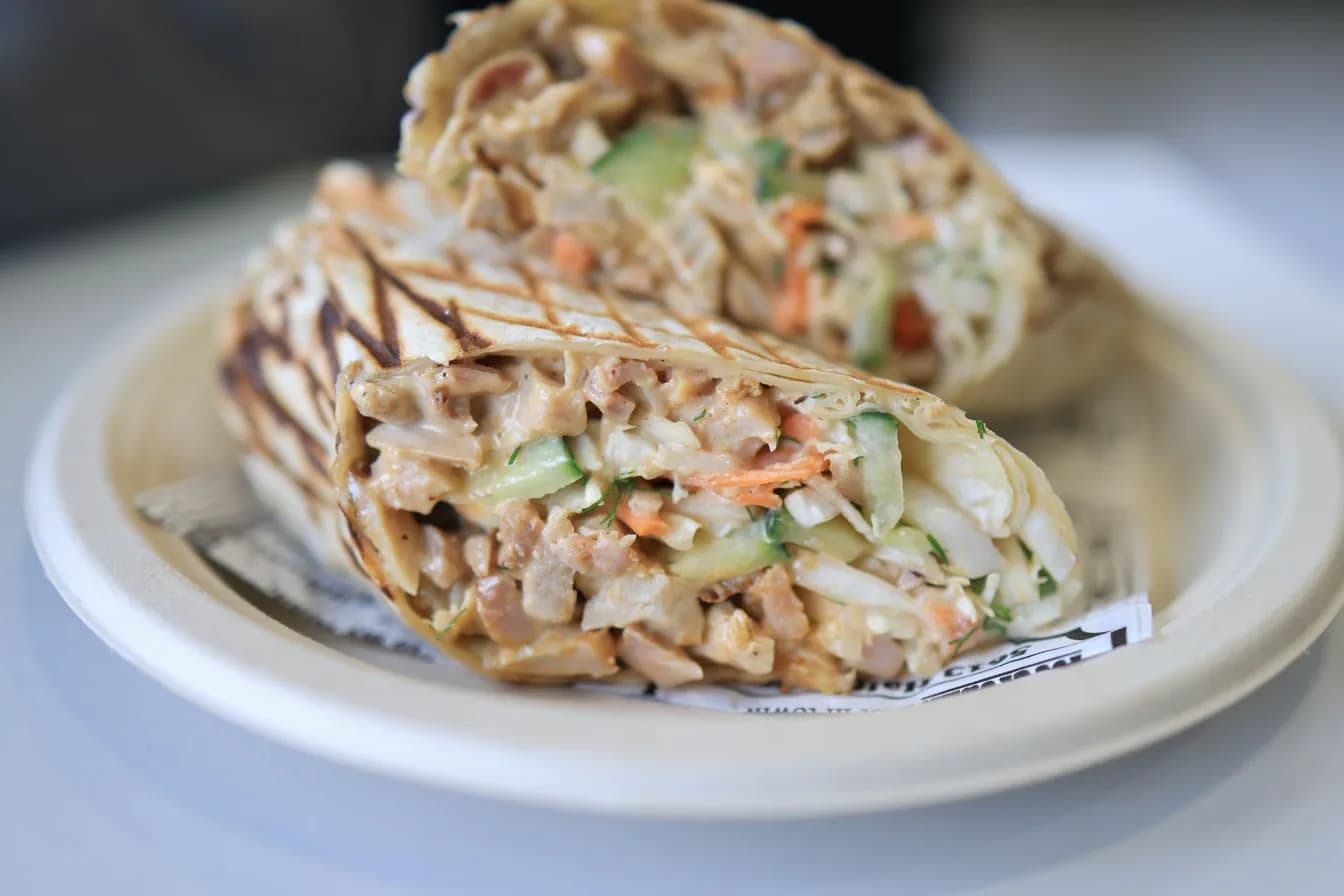 Chicken Wrap with lettuce and tomatoes