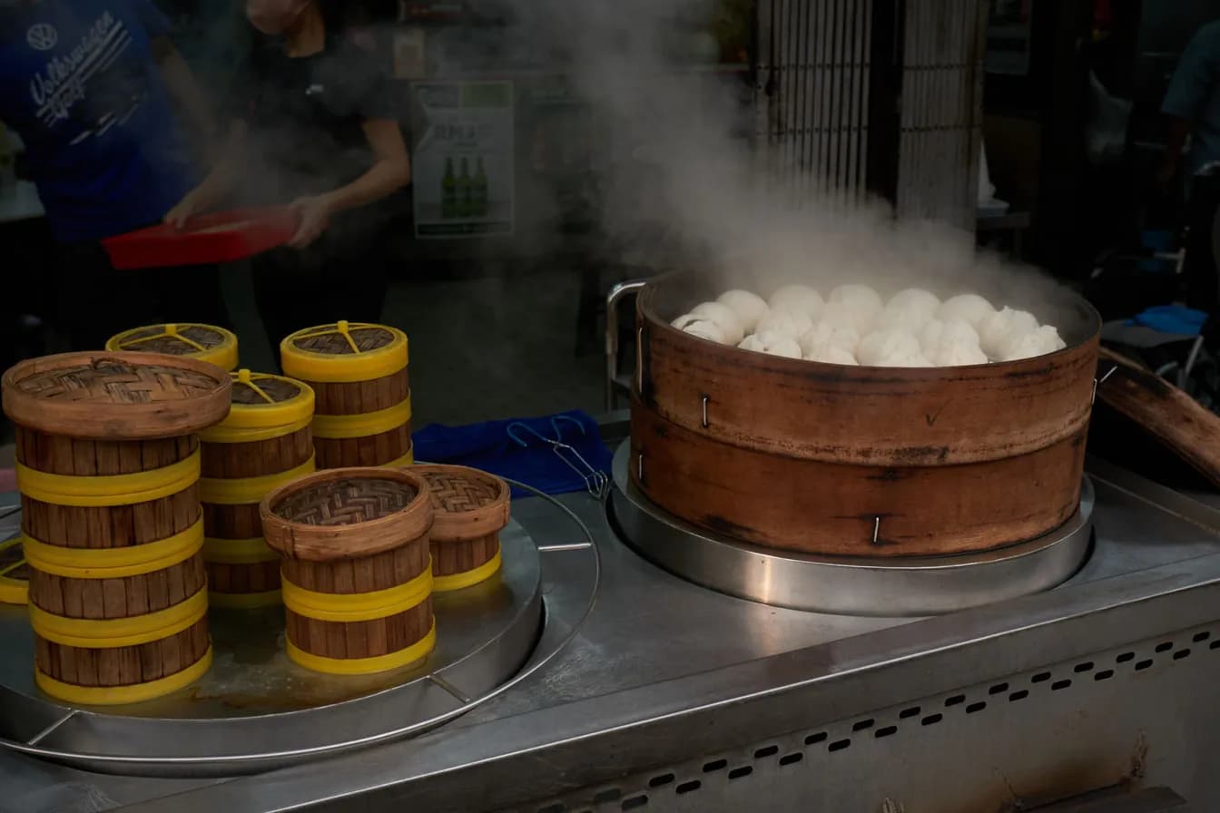 STEAMED BUN with greens