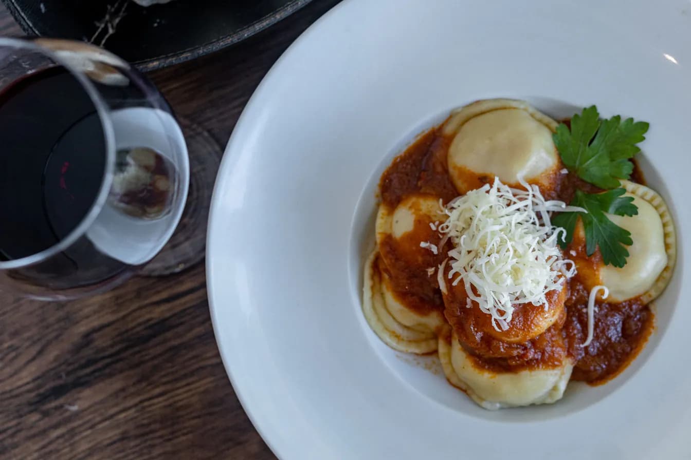 Crab Raviolis in Shrimp Pink Sauce