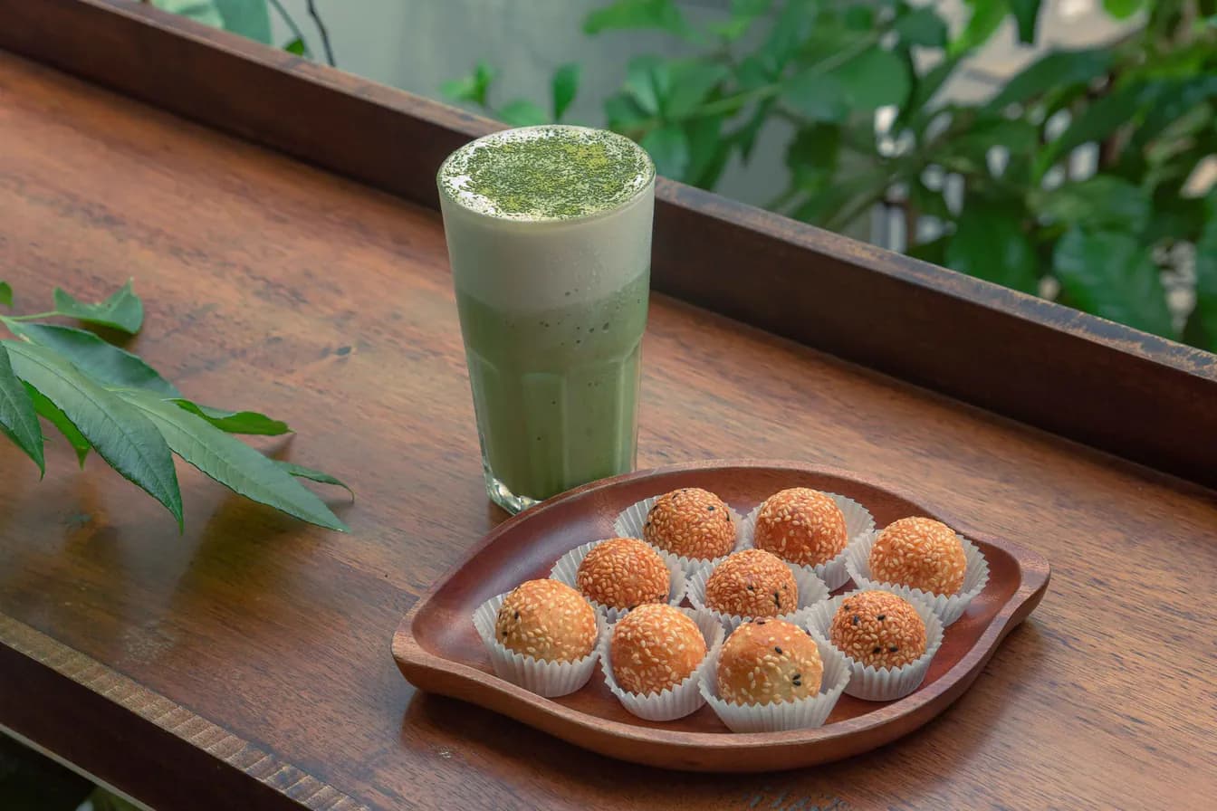 Salted Sesame Matcha Latte