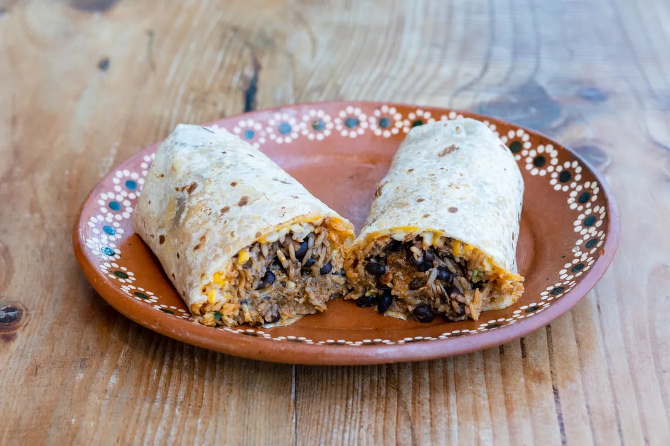 Cheesy Bean and Rice Burrito