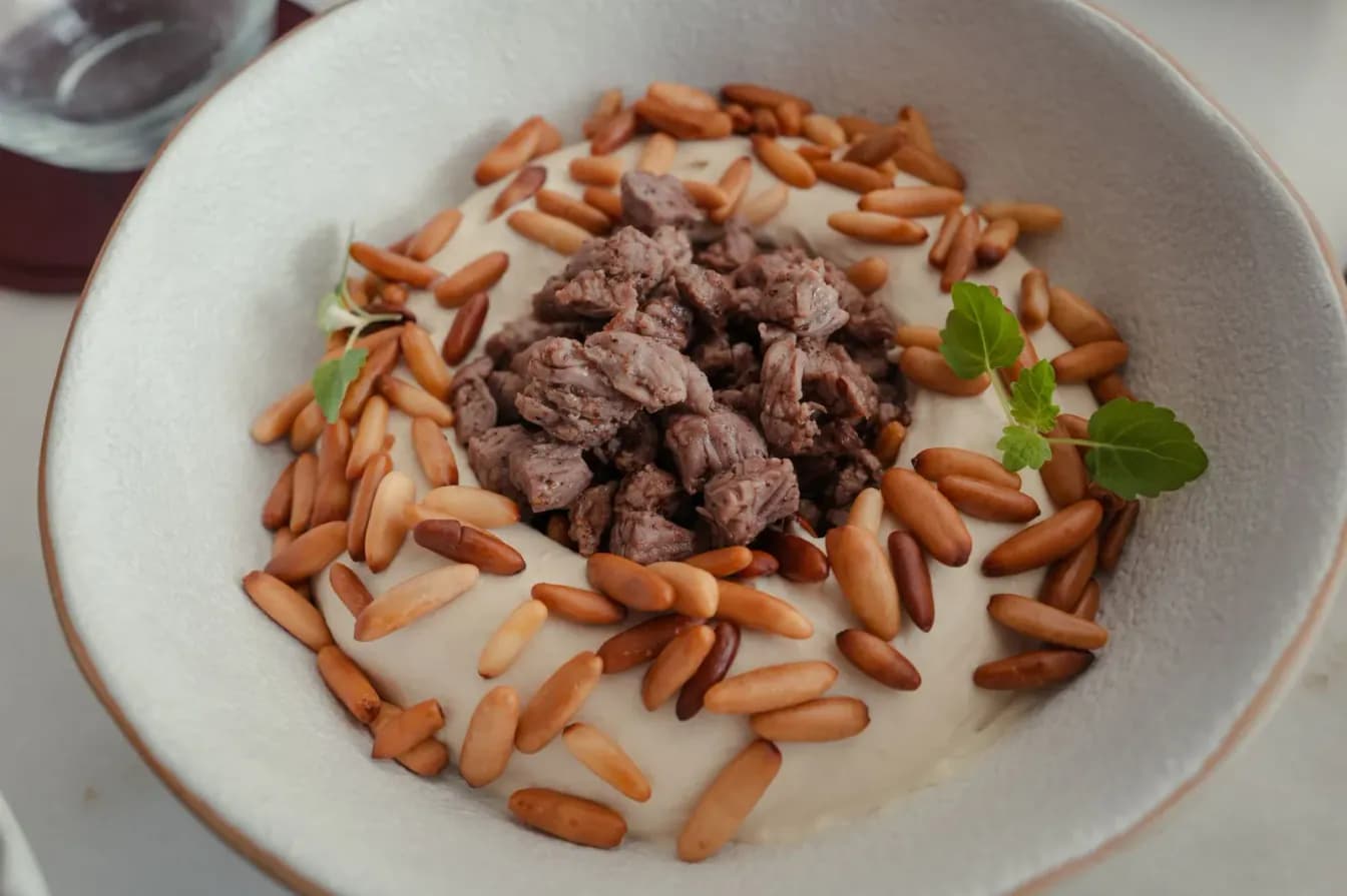 Beef Shawarma over Hummus
