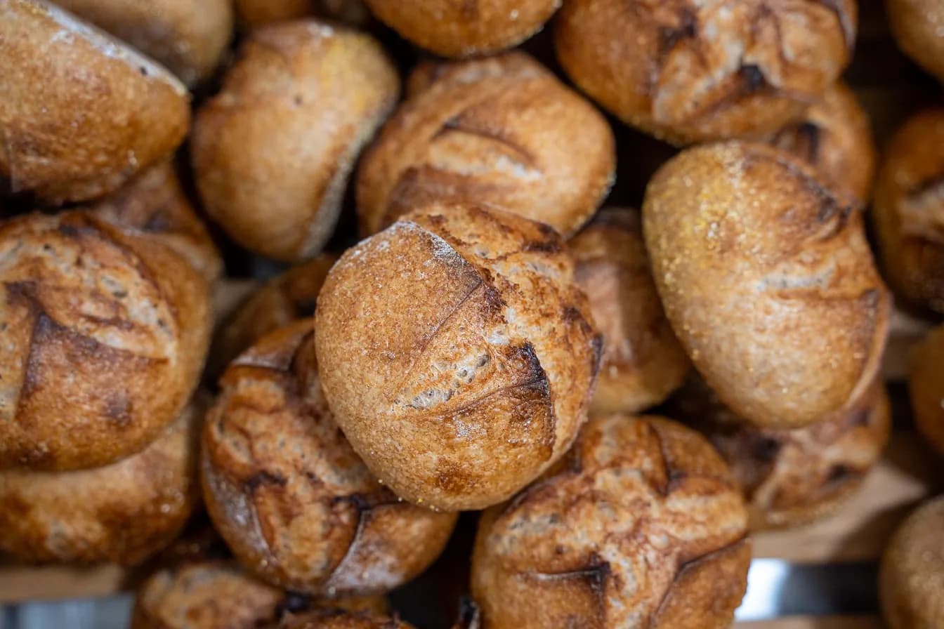 Freshly Baked Artisan Bread Loaves & Rolls