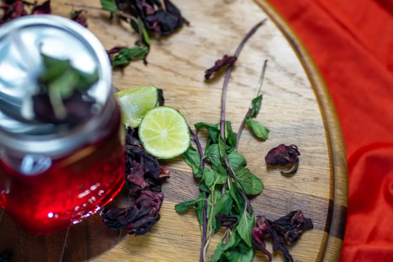 Zero Proof Blueberry Hibiscus Gimlet