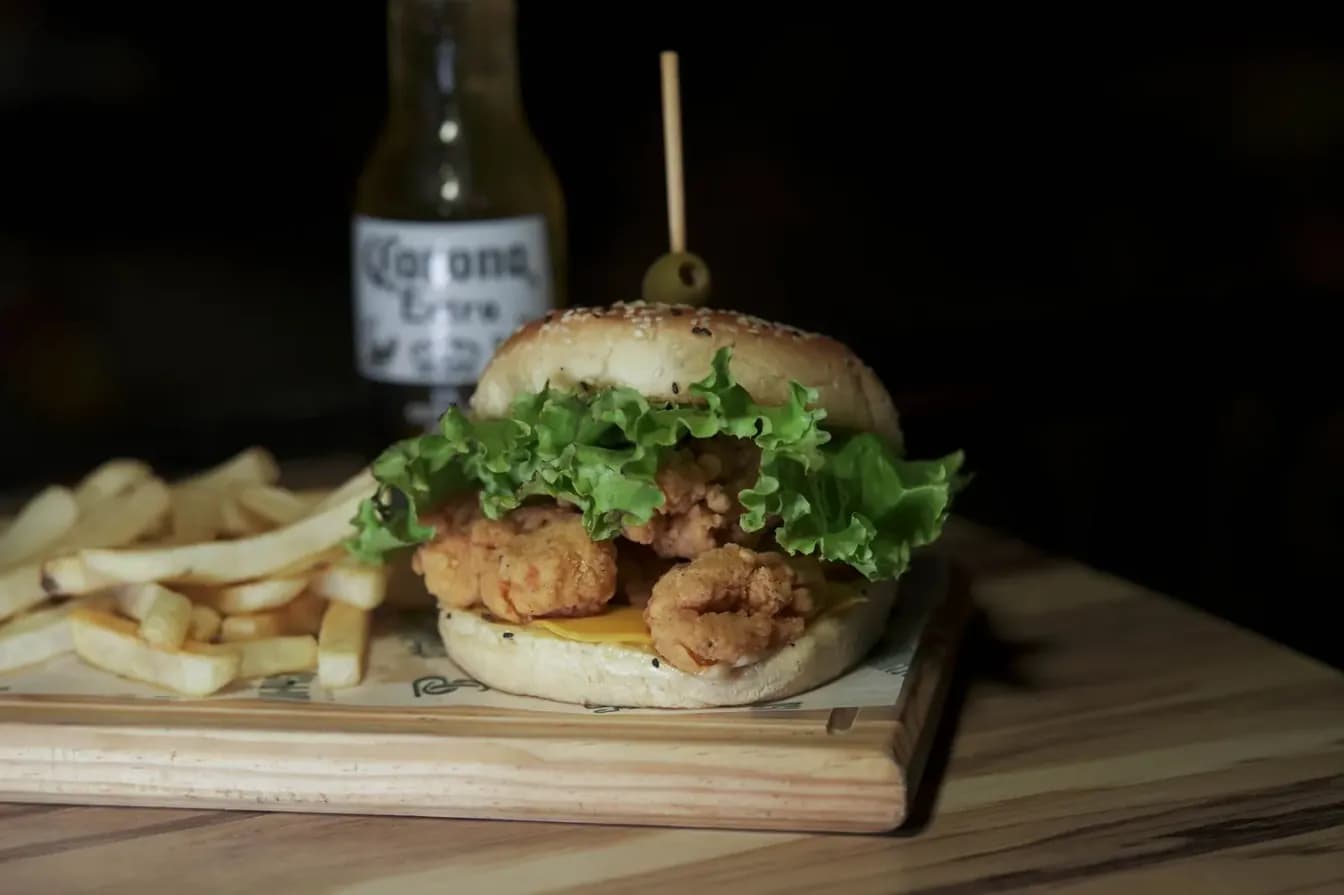 Crispy Chicken Sandwich & Beer