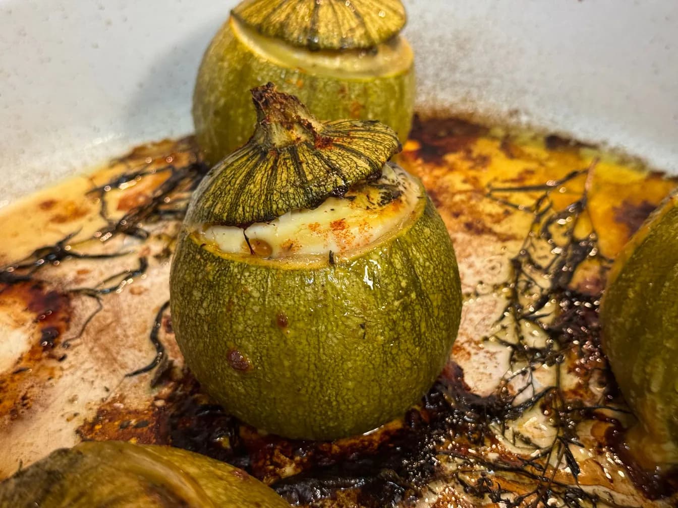 3 Stuffed Squash Blossoms