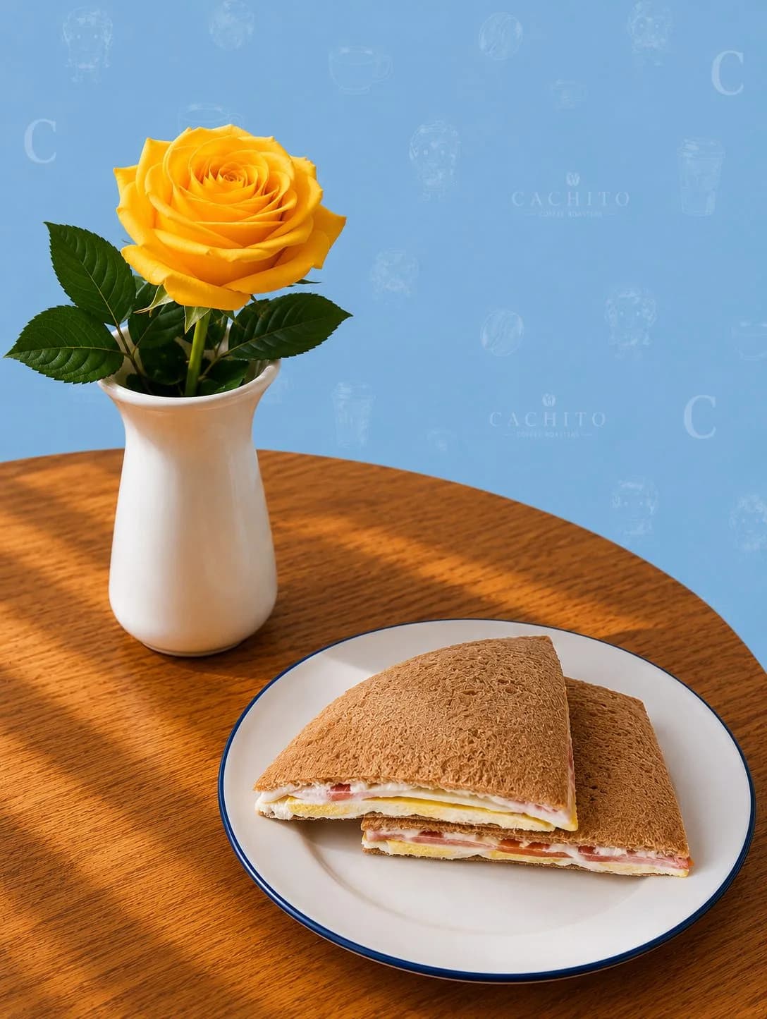 Eggs, Cheese and Tomato Miga Sandwich